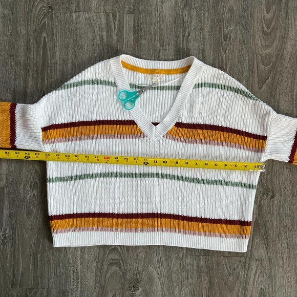 LA Hearts Striped Cropped  V-Neck Pullover Sweater‎ PacSun - Picture 6 of 7